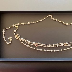 CHANEL Chain Belt - Gold, Pearly White, Red, and Crystal